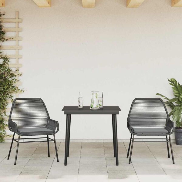 vidaXL Set da Pranzo da Giardino 3 pz con Cuscini Polyrattan Vetro