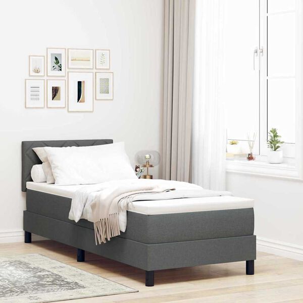 vidaXL Letto a molle con materasso Grigio scuro 80 x 200 cm Tessuto