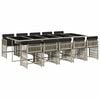 vidaXL Set Pranzo Giardino 11pz con Cuscini Grigio Chiaro Polyrattan