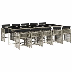 vidaXL Set Pranzo Giardino 11pz con Cuscini Grigio Chiaro Polyrattan