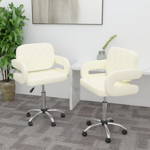 vidaXL Sedie da Pranzo Girevoli 2 pz Crema in Similpelle