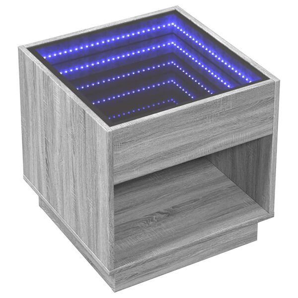 vidaXL Tavolino da Salotto con LED Infinity Rovere Sonoma 50x50x50 cm