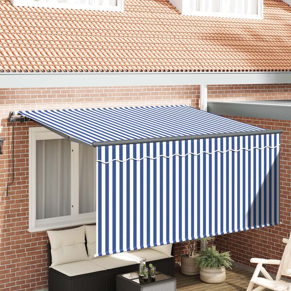 vidaXL Tenda Retrattile Blu e Bianco 300 x 200 cm