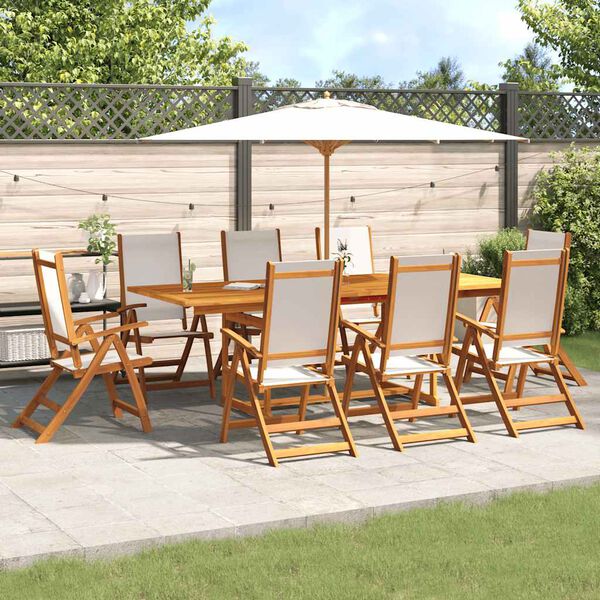 vidaXL Set Pranzo da Giardino 9pz Legno Massello di Acacia e Textilene