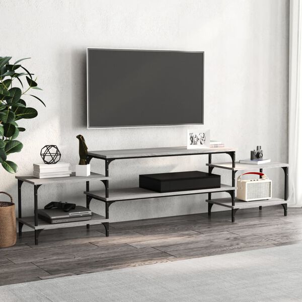vidaXL Mobile Porta TV Grigio Sonoma 197x35x52 cm in Legno Multistrato