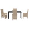 vidaXL Set da Pranzo per Giardino con cuscino 5 pcs Beige polyrattan