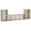 vidaXL Set Mobile TV 3 pz Bianco e Sonoma in Legno Multistrato