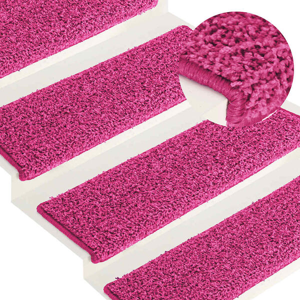 vidaXL Tappetini per scale 15 pz 65x21x4 cm Rosa Bordo rettangolare
