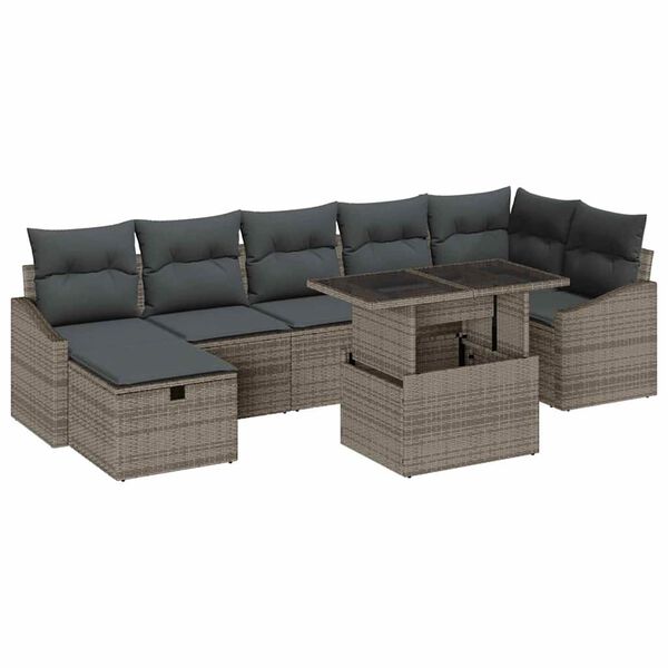vidaXL Set Divano da Giardino 8 pcs Grigio polyrattan
