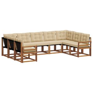 vidaXL Set di divani da esterno con cuscino 9 pcs Naturale e Beige