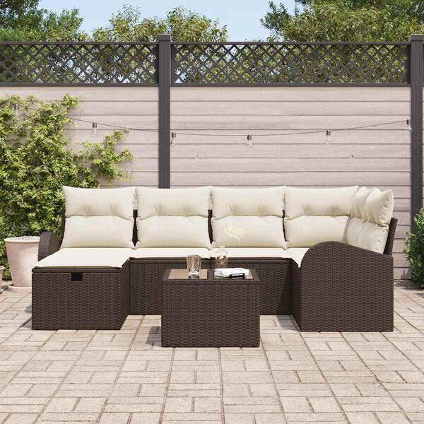vidaXL Set di divani con cuscino Marrone e Crema polyrattan