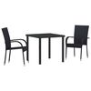 vidaXL Set da Pranzo per Giardino 3 pz Nero