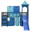 vidaXL Letto a Soppalco con Torre Bambini Blu 90x200cm Massello Pino