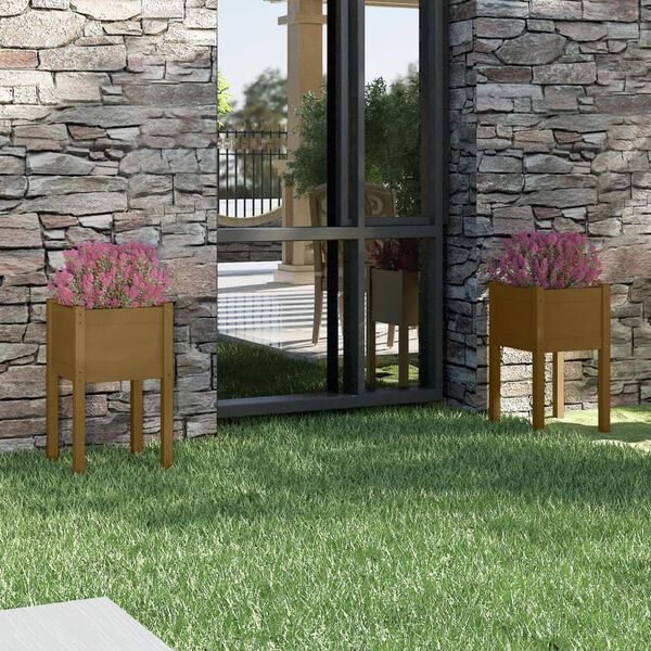vidaXL Fioriere da Giardino 2 pz Ambra 40x40x70 cm in Legno di Pino