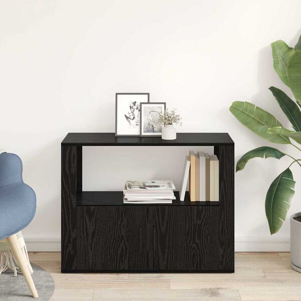 vidaXL Credenza Rovere nero 80 x 30 x 60 cm Legno multistrato
