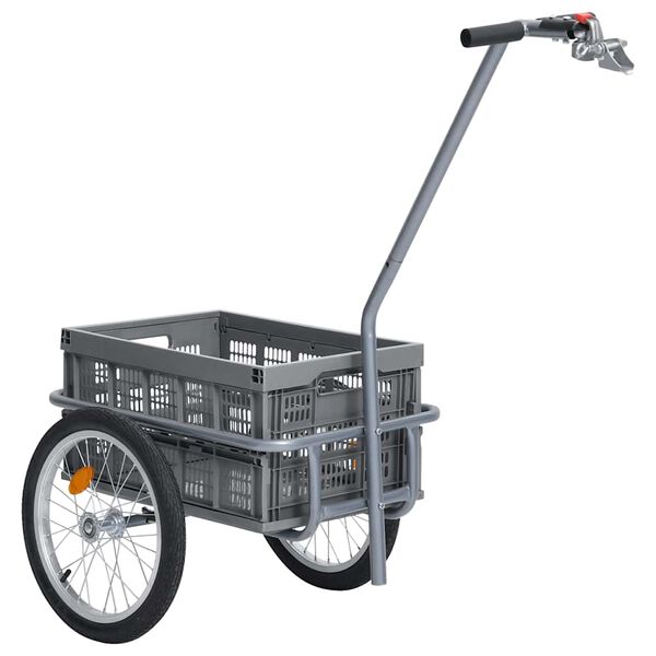 vidaXL Rimorchio da Bici con Trasportino Pieghevole 50 L Grigio 150 kg
