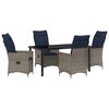 vidaXL Set di tavolo e sedie 5 pz Grigio Rattan in PE