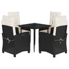 vidaXL Set da Pranzo da Giardino 5 pz Nero con Cuscini in Polyrattan