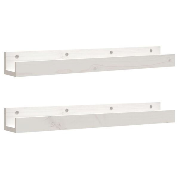 vidaXL Mensole da Parete 2 pz Bianco 80x12x9cm Legno Massello di Pino