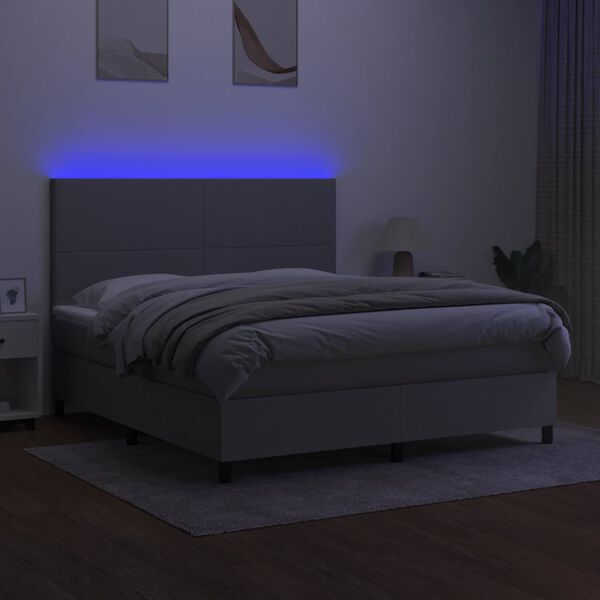vidaXL Letto a Molle Materasso e LED Grigio Chiaro 160x200 cm Tessuto