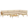 vidaXL Set di divani con cuscino 5 pcs Beige Legno di Acacia Massello