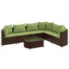 vidaXL Set Divani da Giardino 7 pz con Cuscini Marrone in Polyrattan