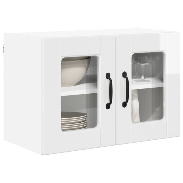 vidaXL Mobile da cucina con porta 2 pcs Bianco Lucido 60 x 31 x 40 cm