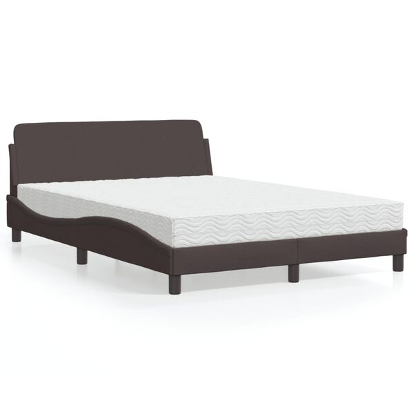 vidaXL Letto con Materasso Dover Marrone Scuro 140x200cm Tessuto