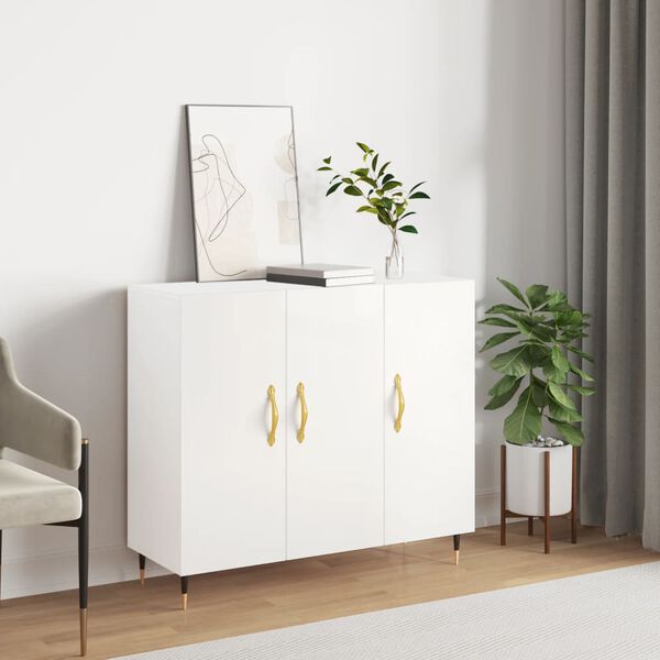 vidaXL Credenza Bianca 90x34x80 cm in Legno Multistrato