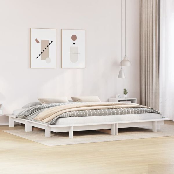 vidaXL Letto senza Materasso Bianco 160x200 cm Legno Massello di Pino