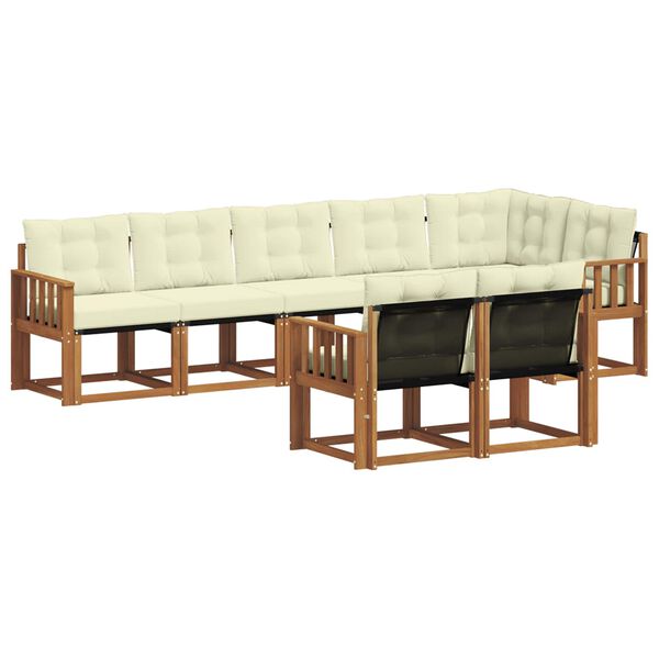 vidaXL Set di divani da esterno con cuscino 8 pcs Naturale e Crema