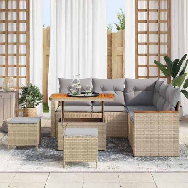 vidaXL Set Divano da Giardino 8 pcs Beige polyrattan
