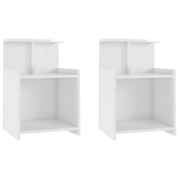 vidaXL Comodini 2pz Bianco Lucido 40x35x60 cm in Legno Multistrato