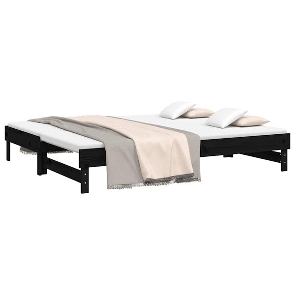 vidaXL Dormeuse Estraibile Nera 2x(80x200) cm Legno Massello di Pino