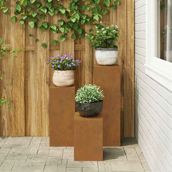 vidaXL Supporto per piante 3 pcs Ruggine acciaio corten