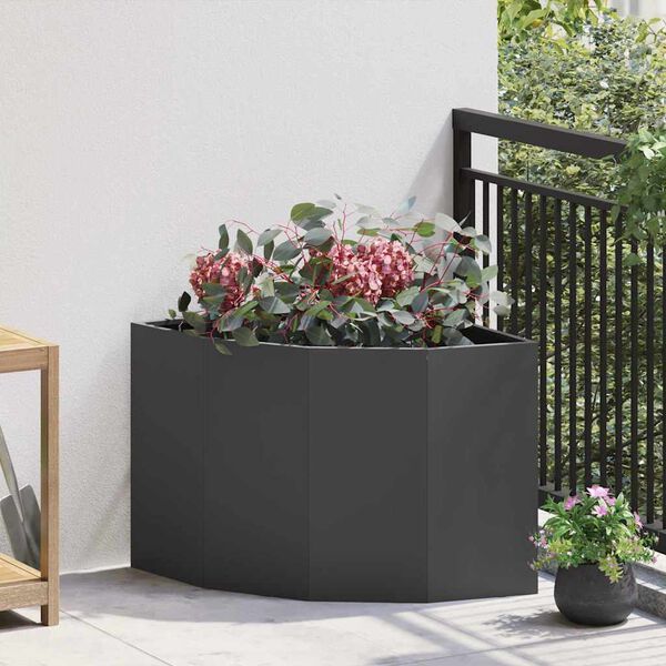 vidaXL Vaso d'angolo Nero 60 x 60 x 50 cm Acciaio