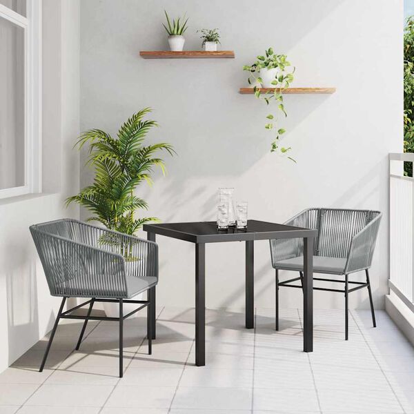 vidaXL Set da Pranzo per Giardino con cuscino 3 pcs Grigio