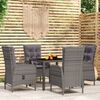 vidaXL Set da Pranzo per Giardino 5 pz in Polyrattan Grigio