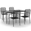 vidaXL Set da Pranzo da Giardino 5 pz Nero Corda di Cotone e Acciaio