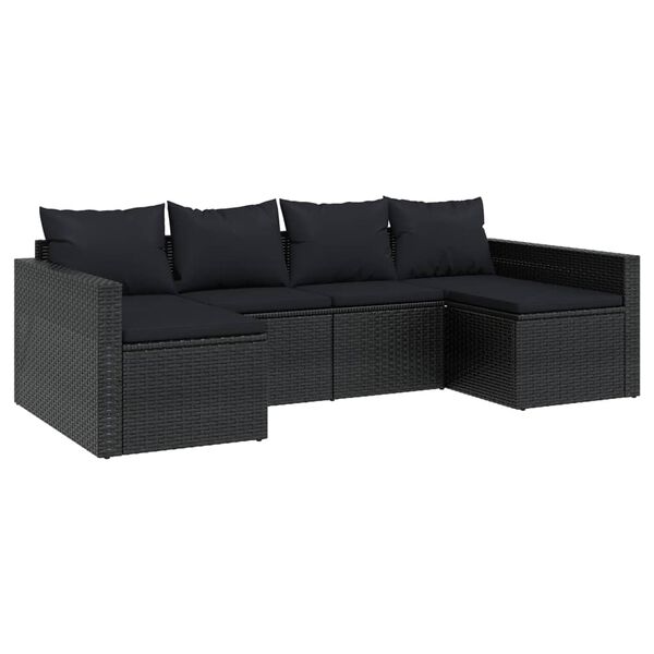 vidaXL Set da Giardino 2 pz con Cuscini Nero in Polyrattan