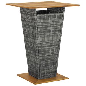 vidaXL Tavolino da T&egrave; Grigio 80x80x110 cm Polyrattan e Massello Acacia