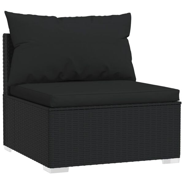 vidaXL Set Divani da Giardino 6 pz con Cuscini in Polyrattan Nero