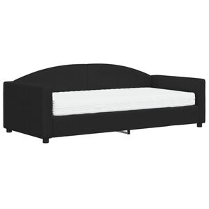 vidaXL Divano Letto con Materasso Nero 90x190 cm in Tessuto