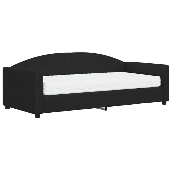 vidaXL Divano Letto con Materasso Nero 90x190 cm in Tessuto