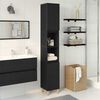 vidaXL Mobile da Bagno Rovere Nero 30 x 30 x 190 cm Legno multistrato