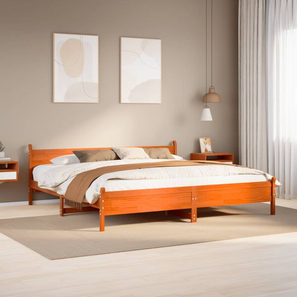 vidaXL Letto senza Materasso Marrone Cera 180x200 cm in Legno di Pino