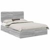 vidaXL Letto con Contenitore con cassetto Grigio Sonoma 150 x 200 cm