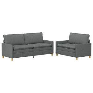 vidaXL Set di divani 2 pz 5 posto Grigio Scuro Tessuto