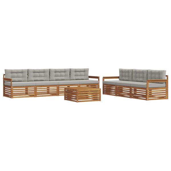 vidaXL Set di divani da esterno 8 pcs Grigio Naturale e Chiaro