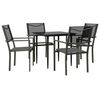 vidaXL Set da Pranzo da Giardino 5 pz Nero in Acciaio e Textilene